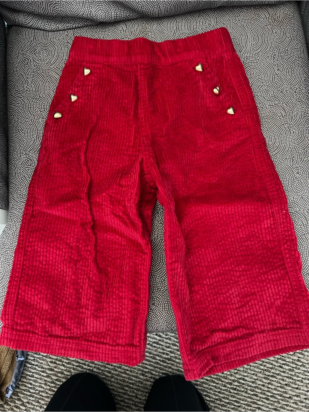 Old Navy Red Corduroy Wide-Leg Pants with Heart Studs